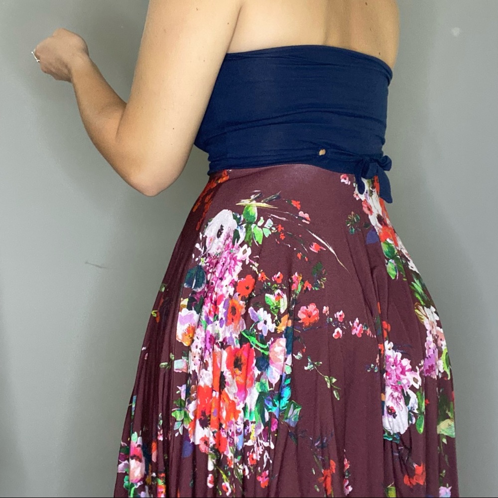 Anthropologie Neve and Hawk Floral Strapless Napkin Sharkbite Boho Dress Size 10 - Picture 9 of 14